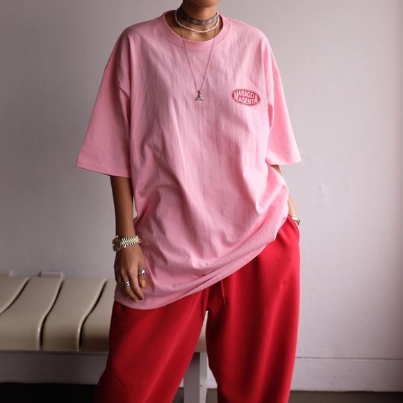 Pink t-shirt oversized women tee t-shirt shirt cotton top - Picture 5 of 6